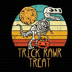 Trick Rawr Treat Svg, Dinosaur Svg, Funny Halloween Svg, T-Rex with Pumpkin Svg, Fall Cut Files, Silhouette, Trick or Tr