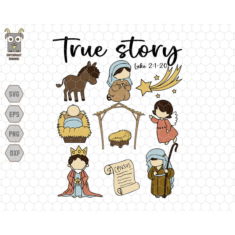 True Story Merry Christmas Svg, Baby Jesus Christmas Svg, Nativity Scene Svg, Jesus Birth Svg, Christ Svg, Religious Christmas Svg,Jesus Svg.jpg