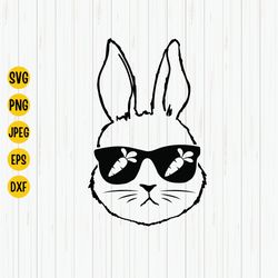 bunny with glasses svg, bunny face svg, easter svg, bunny shirt design, rabbit ears svg, easter bunny cut file, cricut,