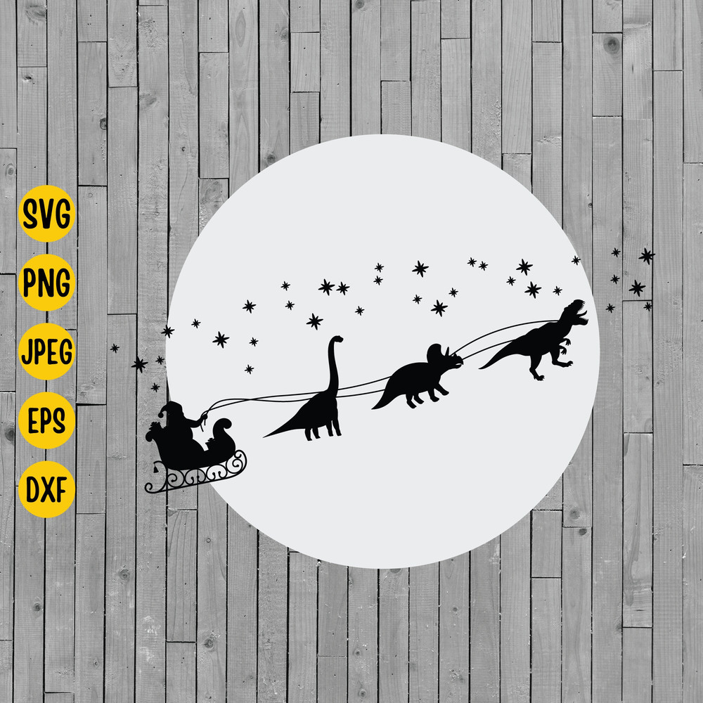Christmas Dinosaur Sleigh Ride Svg, Flying Santa Sleigh Svg, Christmas Shirt Svg, Merry Christmas, Dinosaur Svg Cut File Instant Download.jpg