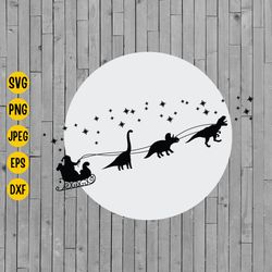 christmas dinosaur sleigh ride svg, flying santa sleigh svg, christmas shirt svg, merry christmas, dinosaur svg cut file