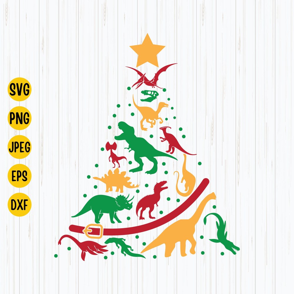 Christmas Dinosaur Svg, Dinosaur Holiday Tree Svg, Christmas Tree Svg, Christmas Kids Shirt Svg, Dinosaur Kids Shirt, Instant Download.jpg