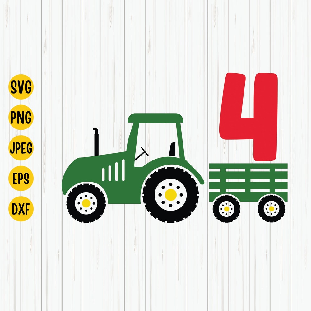 Fourth Birthday Tractor Svg, Farm Truck Birthday Boy, 4th Birthday Shirt, Farm Birthday Svg, Tractor Svg, File For Cricut, Download.jpg