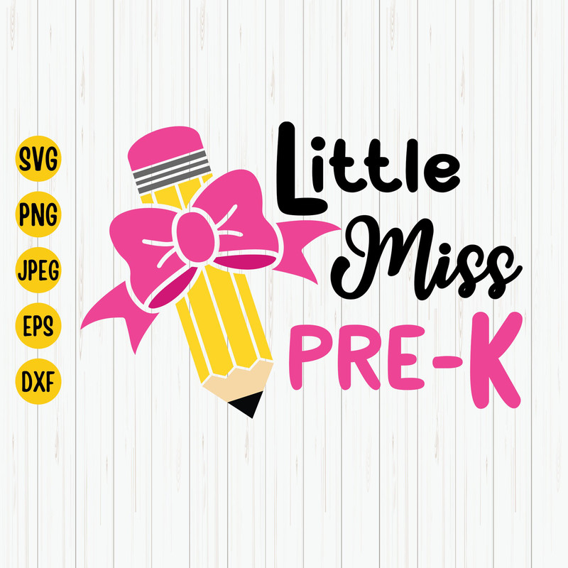 Little Miss Pre-K Svg, Back To School Svg, First Day of School Svg, Pre-K Svg, School Shirt Svg, Girls Shirt Design, Instant Download.jpg
