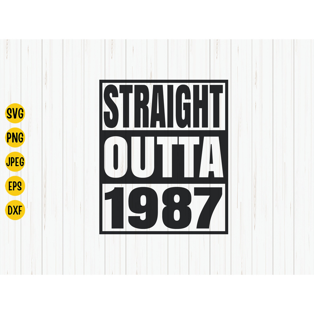Straight Outta 1987 Svg, 1987 Birthday Svg, Born in 1987, Birthday Shirt Design, 1987 Birthday Gift, Svg Cut File, Cricut, Download.jpg