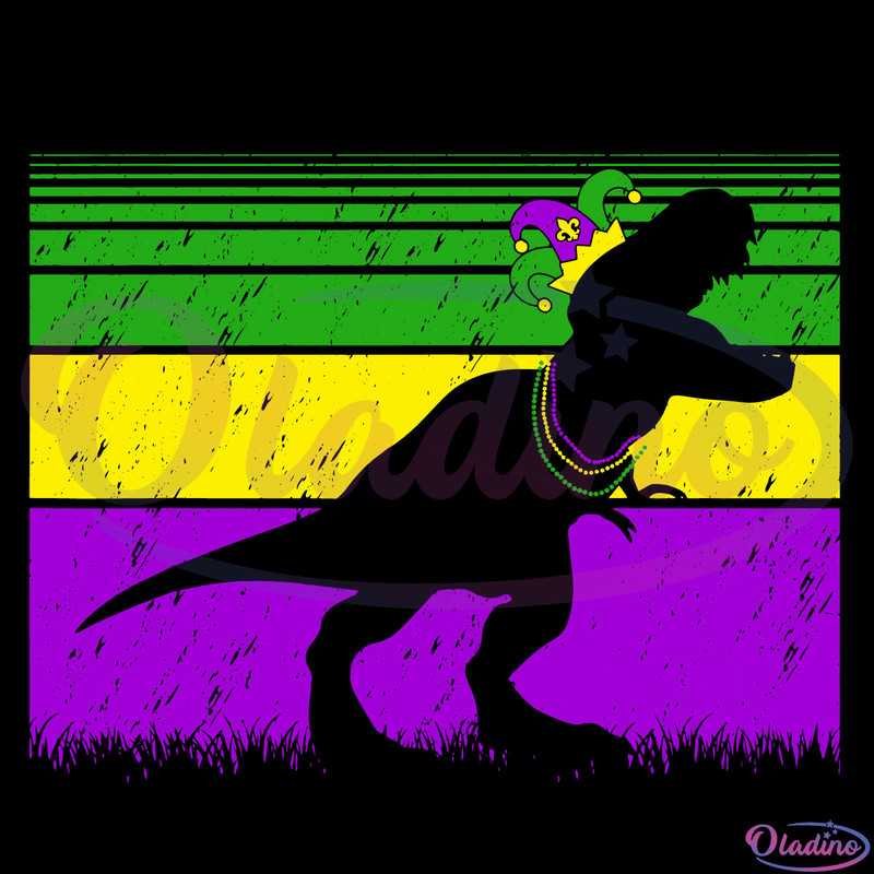 Mardi Gras Dinosaur Svg Digital File, Dinosaur Svg, Mardi Gras Vintage.png