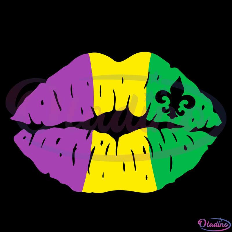 Mardi Gras Lips Digital File SVG, Mardi Gras SVG, Fleur De Lis SVG.png