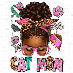 afro messy bun cat mom png sublimation design download, momlife png, messy bun png, messy bun mom png, cat png, sublimat