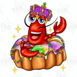 mardi gras king cake png sublimation design, mardi gras png, crawfish png, sublimation png, western design png, king cak