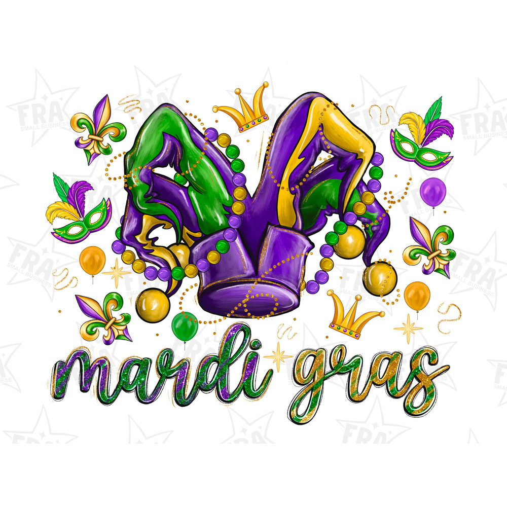 Mardi Gras with hat png sublimation design download, Happy Mardi Gras png, jester hat png, sublimate designs download 1.jpg