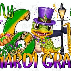 my 6th mardi gras png sublimation design download, crocodile baby, happy mardi gras png, mardi gras crocodile png, subli