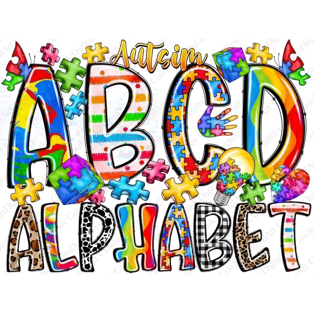 Autism Doodle Alphabet Bundle Png, Autism Alphabet PNG,Font png,Alphabet,Font Letters,Autism Awareness,Puzzle Png,Marquee Letters Png,Autism.jpg