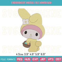 Hello Kitty My Melody Easter Bunny Embroidery Designs, Kawaii My Melody