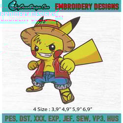 pikachu cosplay monkey d. luffy anime machine embroidery digitizing design file