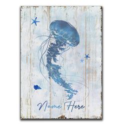 personalized jellyfish poster & canvas, jellyfish on watercolor vintage - inspirational wall art, custom name home decor