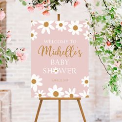 Daisy Baby Shower Welcome Sign, Floral Baby Shower Sign, Baby Shower Poster, Daisy Baby Shower Decorations Girl, Baby In