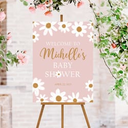 daisy baby shower welcome sign, floral baby shower sign, baby shower poster, daisy baby shower decorations girl, baby in