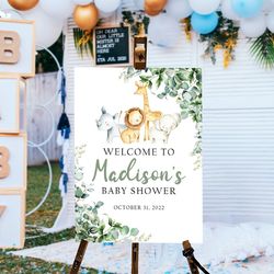 personalized safari baby shower welcome sign, safari animal baby shower sign, baby boy shower, safari baby shower decora