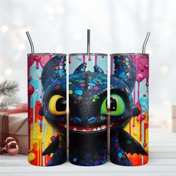 3d cute toothless tumbler wrap design, dragon wrap 20oz, 20oz skinny tumbler instant download