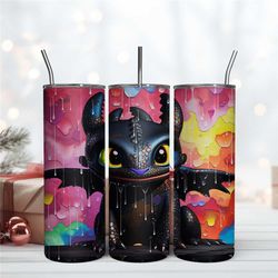 raining toothless tumbler wrap design, dragon wrap 20oz, 20oz skinny tumbler instant download