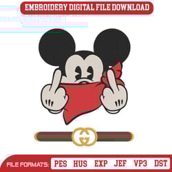 mickey middle finger gucci logo embroidery file