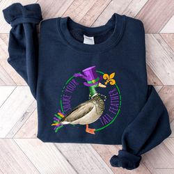 mardi gras sweatshirt, mardi gras duck shirt, shake your tail feather, nola shirt, fat tuesday, carnival shirt