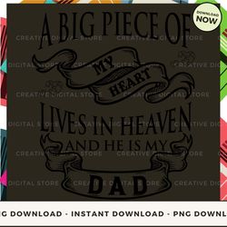 digital - a big piece of my heart lives in heaven and he is my dad pod design - high-resolution png file