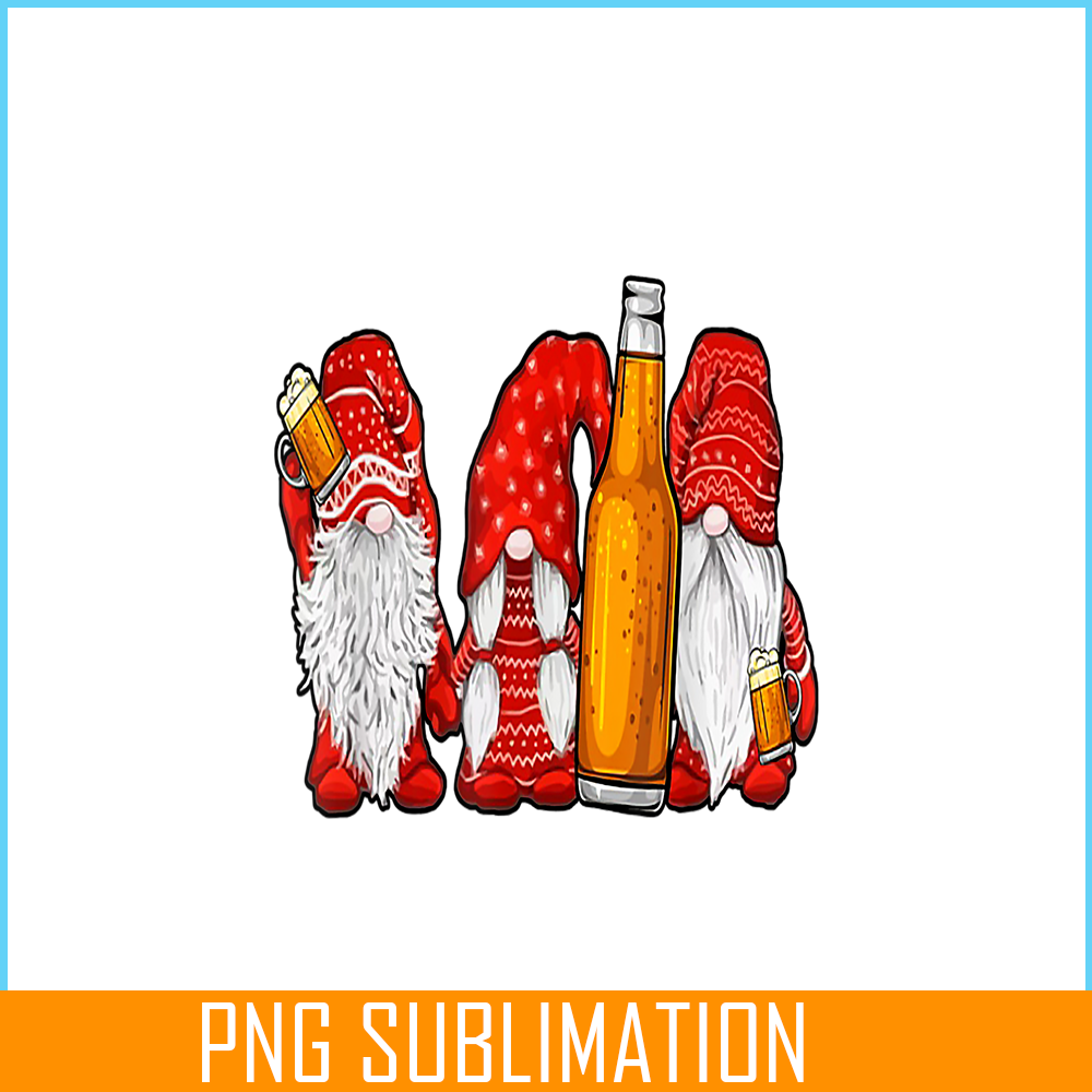 BEER28102334-Santa Gnomes Drinking Beer PNG Christmas Beer PNG Christmas Party PNG.png