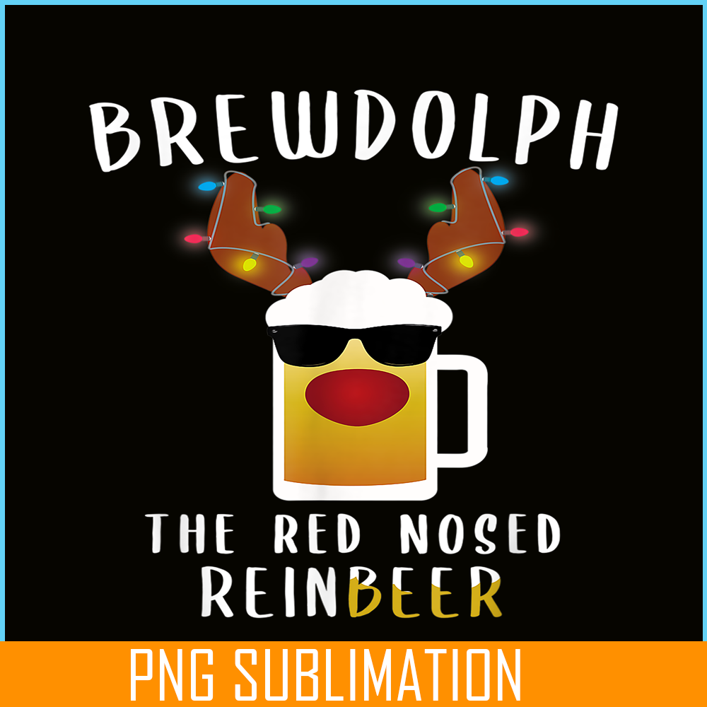 BEER28102368-Brewdolph PNG The Red Nosed Reinbeer PNG Funny Christmas Gift For Beer Lover PNG.png