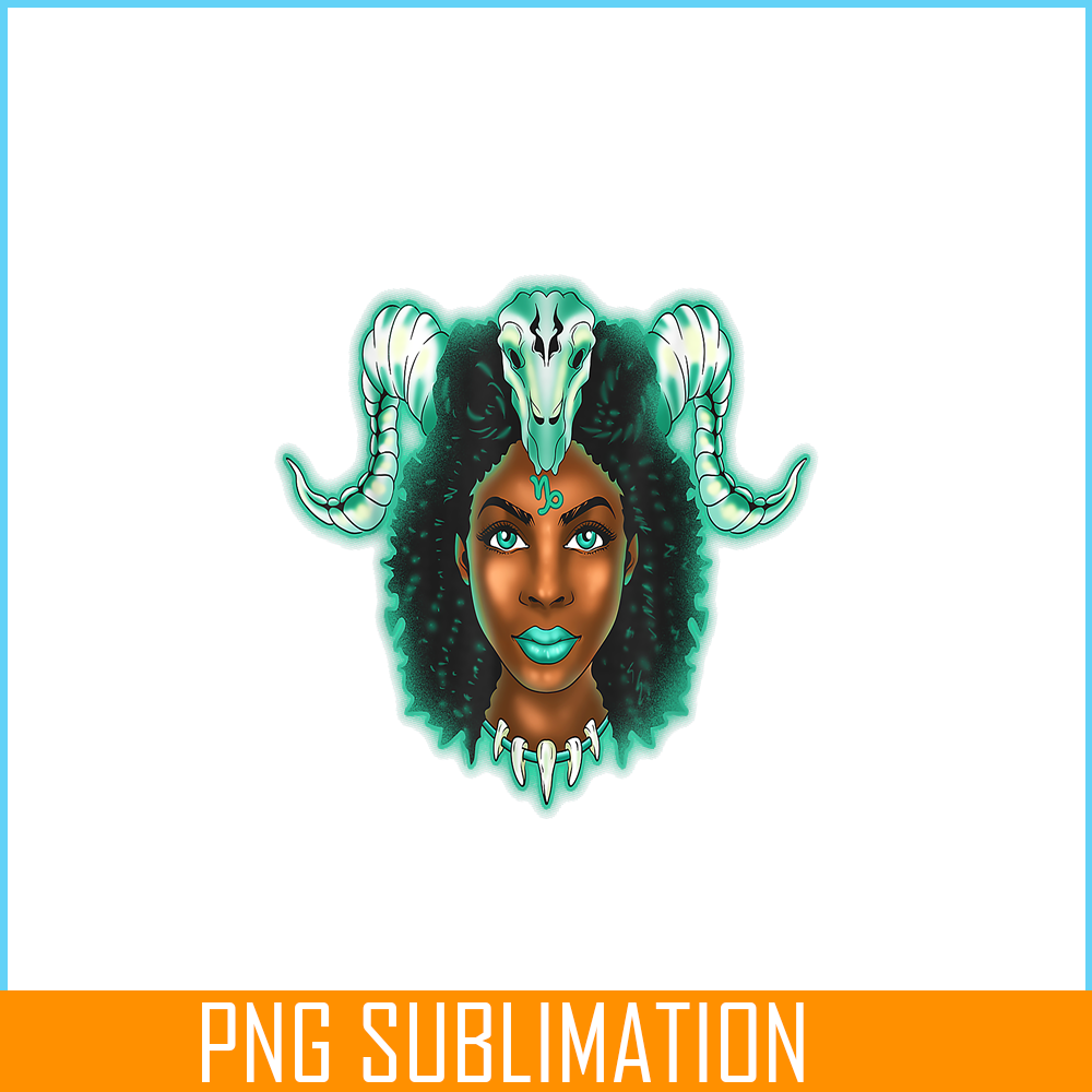 CPB28102347-Capricorn Zodiac PNG Black Girl PNG Magic Astrology Melanin PNG.png