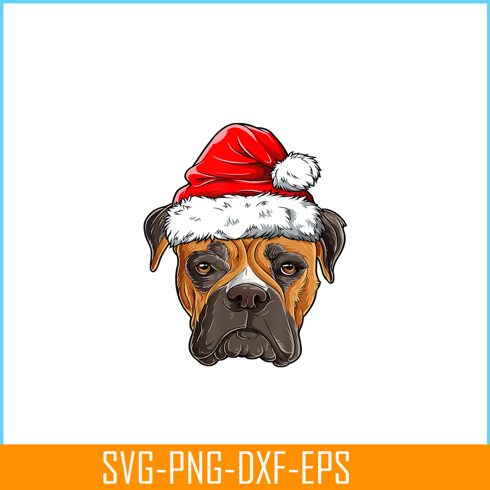 PNG141023107-Boxer Christmas Dog Santa Hat Xmas Boys Kids Girls Gifts T-Shirt Png.png