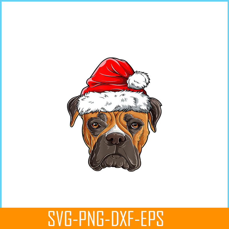 PNG141023107-Boxer Christmas Dog Santa Hat Xmas Boys Kids Girls Gifts T-Shirt Png.png