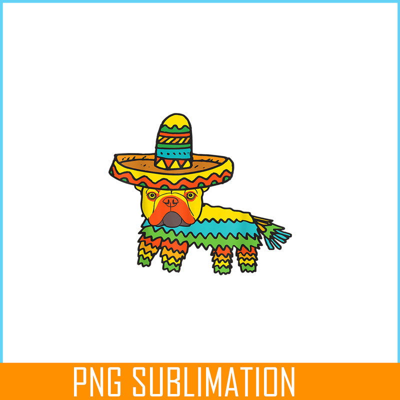 HL16102341-French Bulldog Cinco De Mayo PNG, Funny Pinata Dog PNG, Bulldog Mascot PNG.png