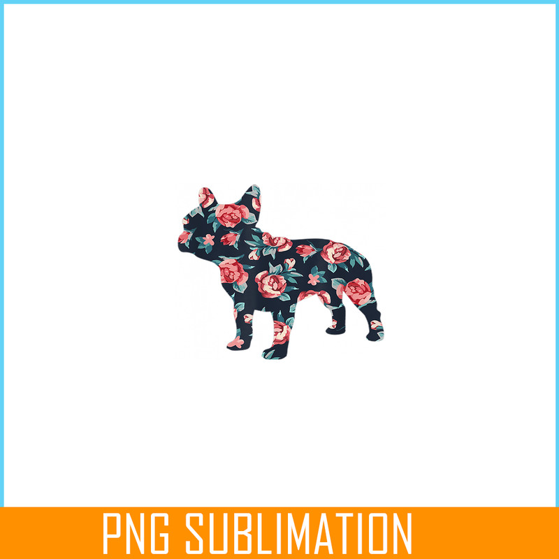 HL16102361-French Bulldog Graphic Roses PNG, Floral Frenchie Dog PNG, Bulldog Mascot PNG.png