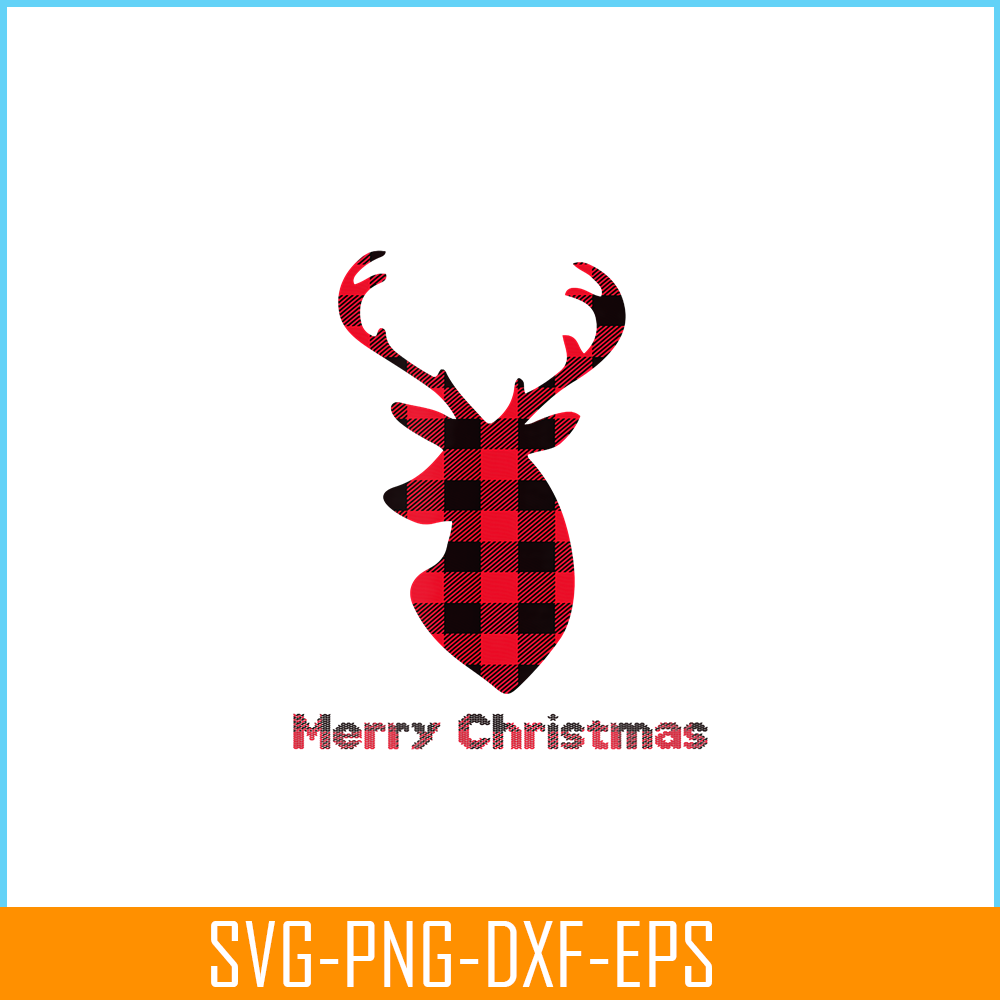 PNG141023111-Buffalo Plaid Reindeer Christmas Tee Santa Hat Merry Xmas T-Shirt Png.png