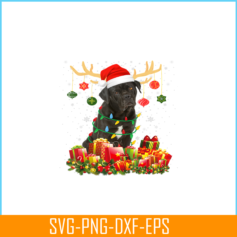 PNG1410231163-Cane Corso Dog Reindeer Santa Hat Christmas Light Xmas T-Shirt Png.png