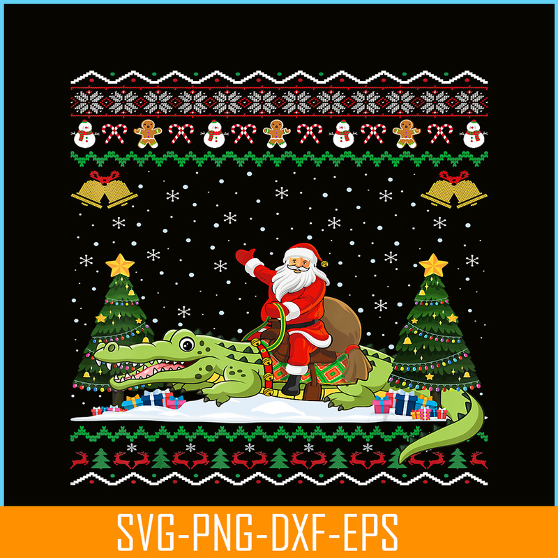 PNG14102374-Alligator Ugly Xmas Gift Santa Riding Alligator Christmas T-Shirt Png.png