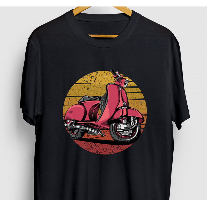 Scooter Shirt, Moped Shirt, Scooter Gift, Moped Bike Shirt, Retro Sunset Moped Hoodie Youth Shirt Unisex T-shirt.jpg