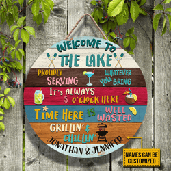 Personalized Lake House Proudly Serving Wood Sign, Custom BBQ Wooden Sign, Lake House Wooden Sign, Outdoor Sgn