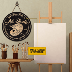 Personalized Painting Art Studio Imagination Is Important Customized Wood Circle Sign, Painting Wooden Sign, Art Decor