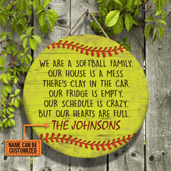Personalized Softball Our House Is A Mess Wooden Sign, Backyard Sign, Outdoors Sign, Decoration Gifts, Baseball Lovers