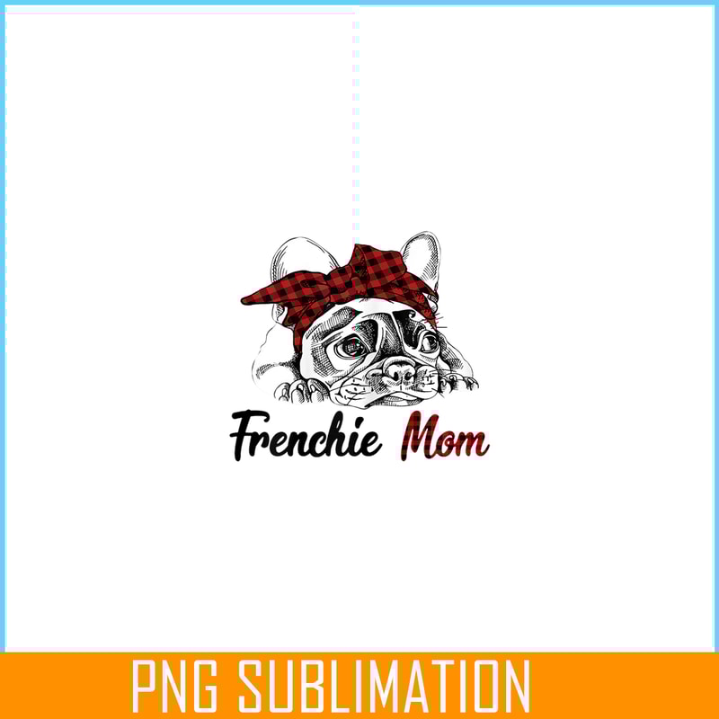 HL161023217-Womens Frenchie Mom French Bulldog With Buffalo Plaid Headband PNG.png