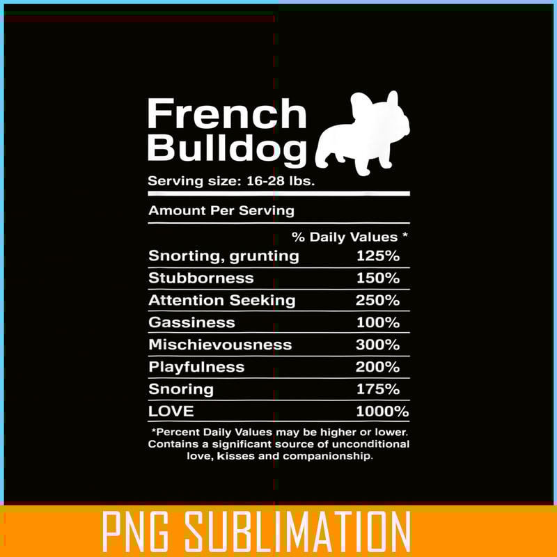 HL16102350-French Bulldog Facts Nutrition PNG, Frenchie Dog Lover PNG,Bulldog Mascot PNG.png