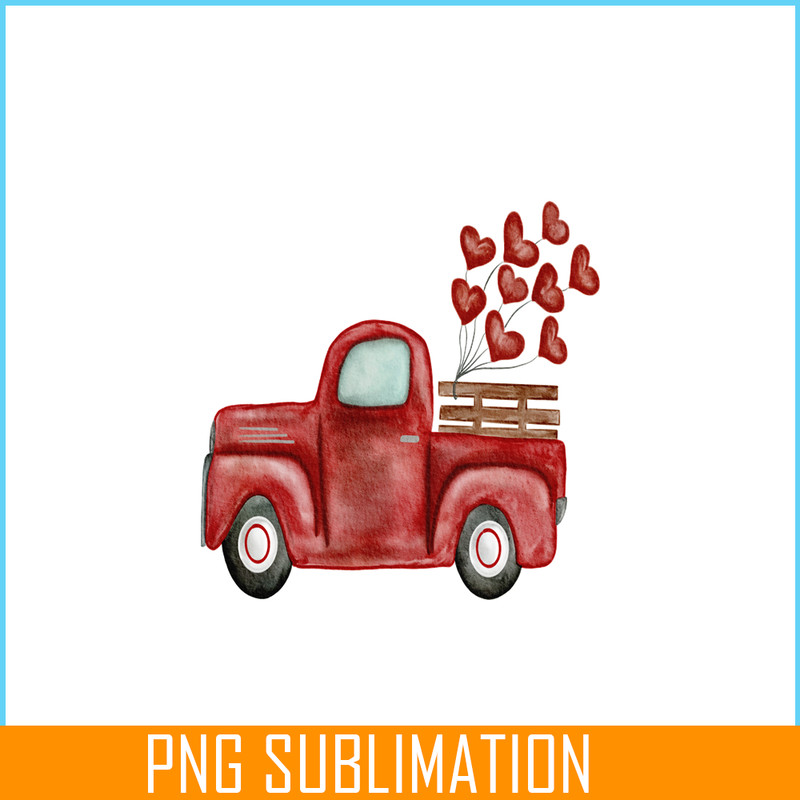 VLT211023106-Red Vintage Truck PNG, Sweet Valentine PNG, Valentine Holidays PNG.png