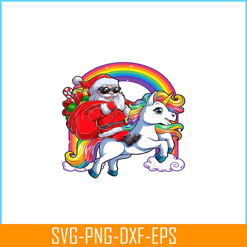 PNG14102349-Christmas Santa Riding Unicorn Xmas Gifts Girls Kids Women T-Shirt Png.png
