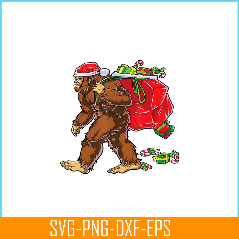 PNG14102398-Bigfoot Santa Carrying Christmas Bag Xmas Hat Sasquatch Men T-Shirt Png.png