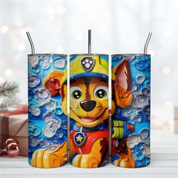 3d paw patrol dog tumbler design, paw patrol wrap, 20oz skinny tumbler instant download