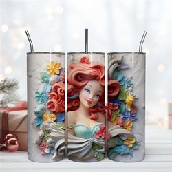 retro ariel tumbler design sublimation, ariel princess design 20oz, skinny 20oz tumbler design digital file