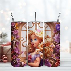 3d inflated tangled disney skinny tumbler, rapunzel disney 20oz, tumbler design download file