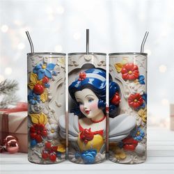 3d inflated snow white tumbler wrap, dinsey snow white tumbler, tumbler design download file